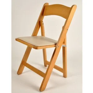 Natural Wood Padded Folding Chair