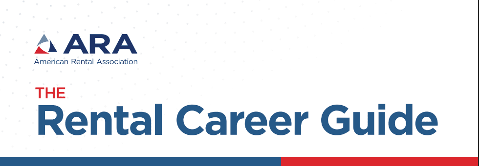 American Rental Association logo with text 'The Rental Career Guide' in bold blue letters on a white background, conveying professionalism.
